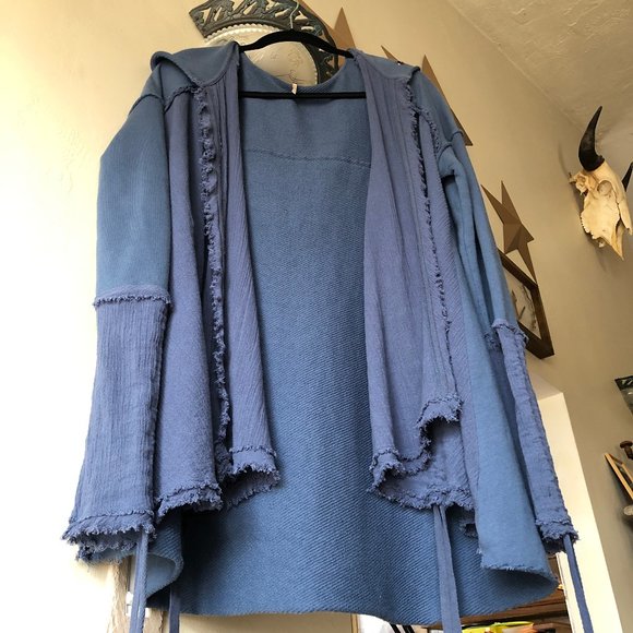 Free People Get Yer Gauze Drawstring Hooded Cardi Sz XS - Picture 4 of 9